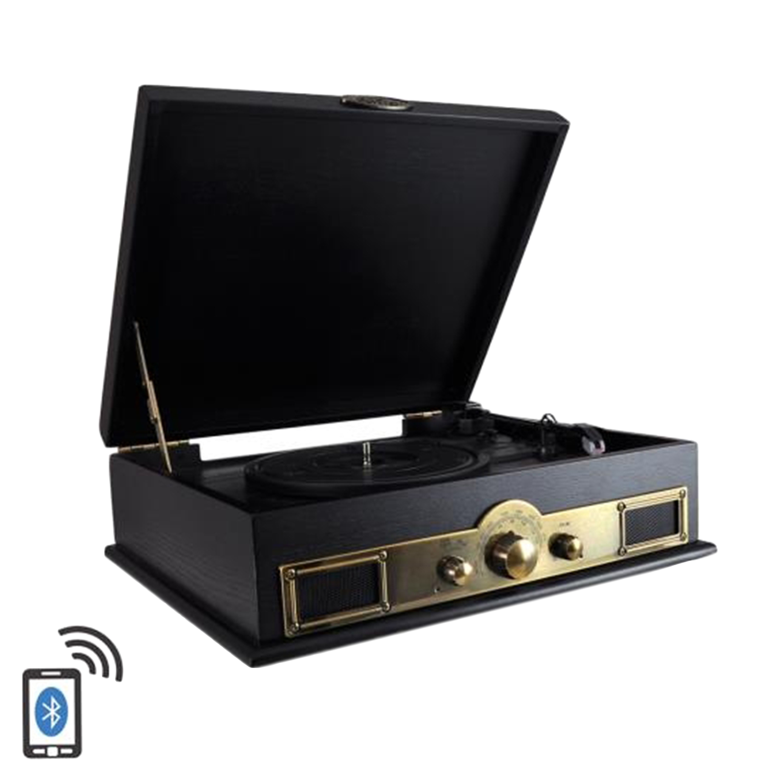 Retro Vintage Classic Style BT Turntable Vinyl Record Player with Recording Ability, AM/FM Radio - image 1 of 1