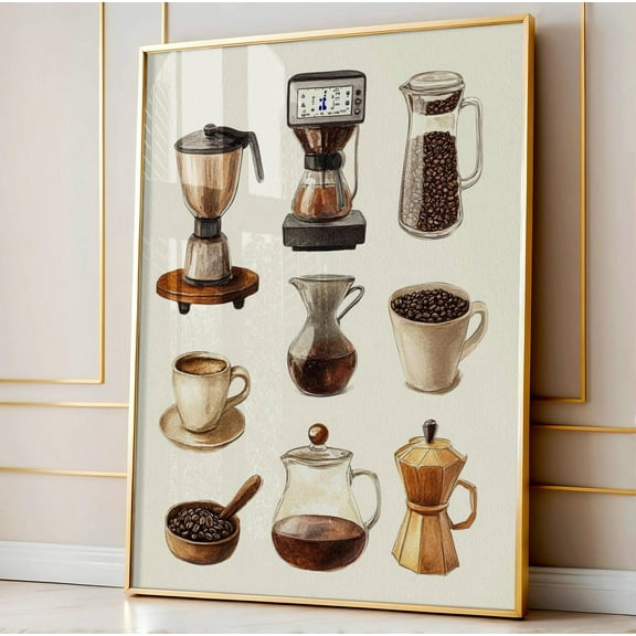 Retro Vintage Coffee Chart, Coffee Poster, Coffee Bar Art Print, Minimal Coffee Print, Barista Wall Decor Wall Art, Modern Wall Decor, 8x12 UNFRAMED