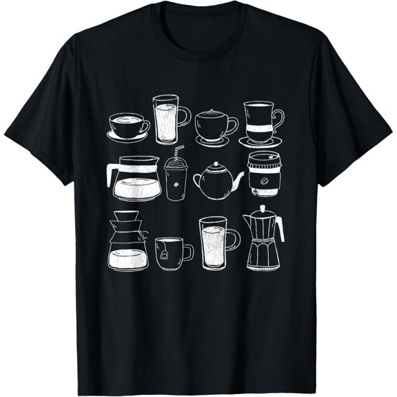 Retro Vintage Coffee Mug Pot Coffeemaker Barista Caffeinated T-Shirt