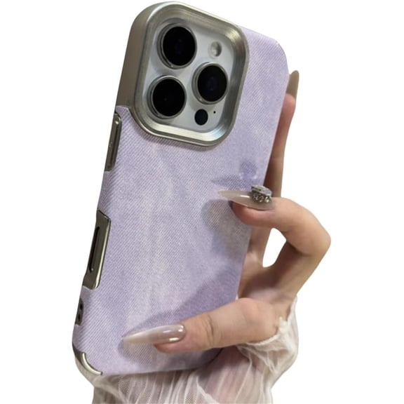 Retro Vintage Cowboy Fabric Case for iPhone 17 Air 16 15 14 13 12 Pro Max 11 Plus Luxury Jeans Soft Bumper Phone Cover,Purple,for iPhone 15 Pro