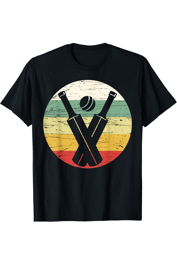Retro Vintage Cricket Game Cricket Lovers Cricket Player T-Shirt men and women can wear, black, white, gifts
