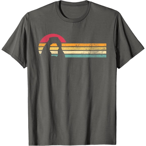 Retro Vintage Delicate Arch Silhouette Arches National Park Unisex T-Shirt for Men Women Kids Toddler,Charcoal Color,Size M