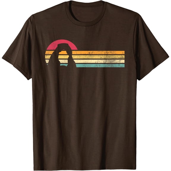 Retro Vintage Delicate Arch Silhouette Arches National Park Unisex T-Shirt for Men Women Kids Toddler,Dark Chocolate Color,Size YL