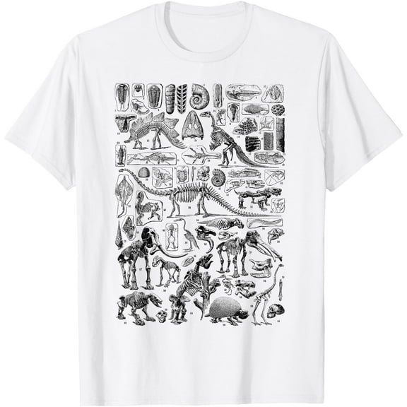 Retro Vintage Dinosaur Fossils T-Rex Paleontology Unisex T-Shirt for Men Women Kids