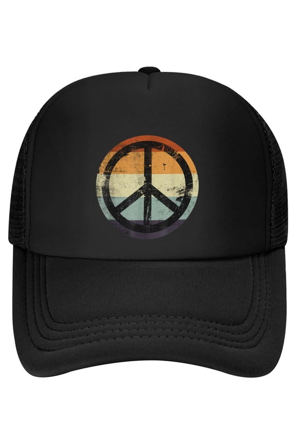 Retro Vintage Distressed Design Peace Sign Baseball Cap