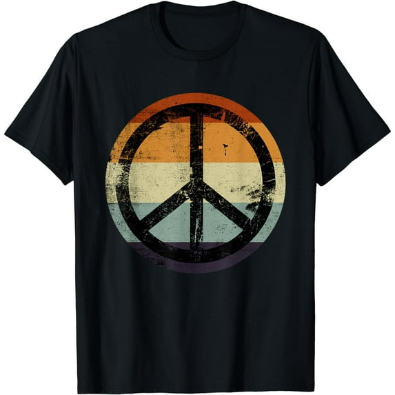 Retro Vintage Distressed Design Peace Sign T-Shirt