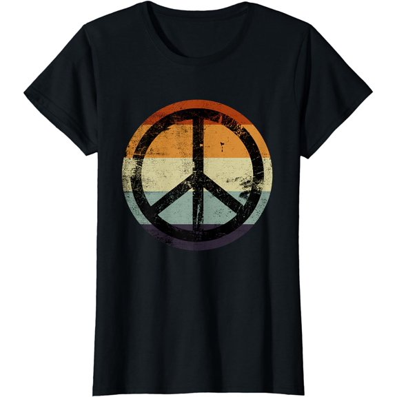 Retro Vintage Distressed Design Peace Sign T-Shirt