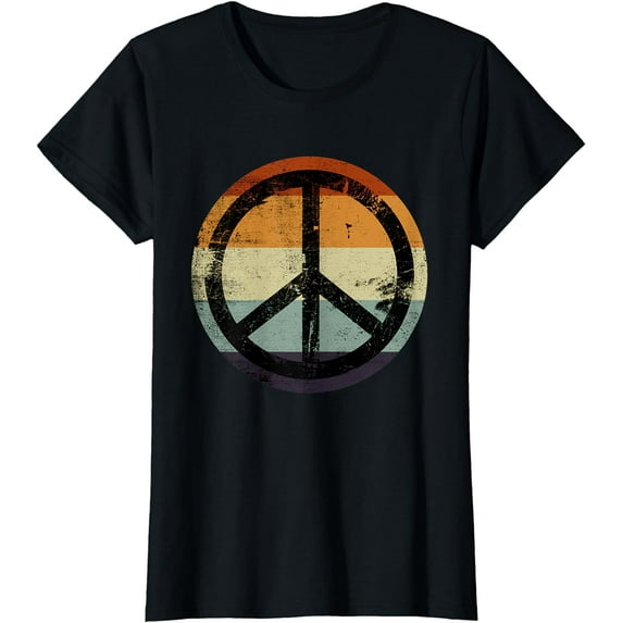 Retro Vintage Distressed Design Peace Sign T-Shirt