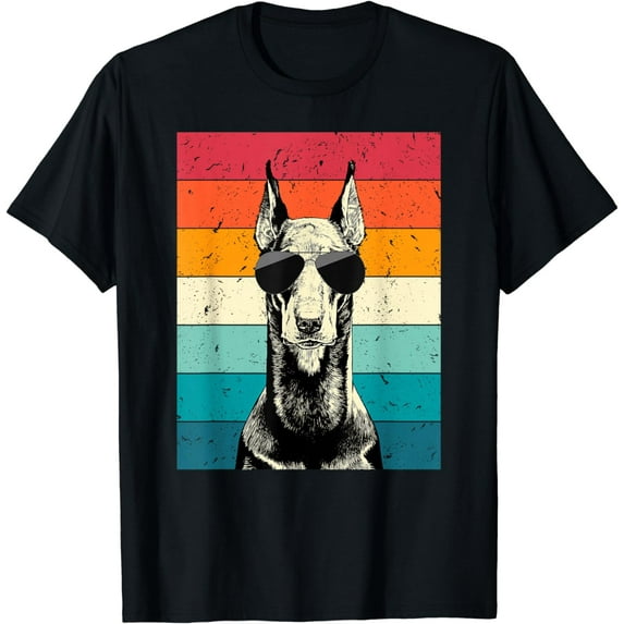 Retro Vintage Doberman Pinscher with Sunglasses Dog Lovers T-Shirt