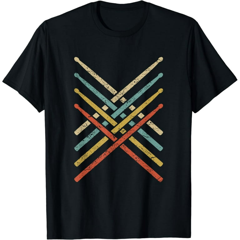 Retro Vintage Drummer Tshirt 80s Distressed Drum Sticks Retro Vintage Drummer Tshirt 80s Distressed Drum Sticks