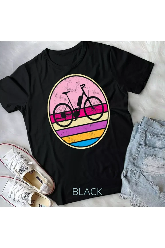 Retro Vintage E-Bike, Electric Bicycle and E-Biker Cycling Graphic New Unisex T-Shirt