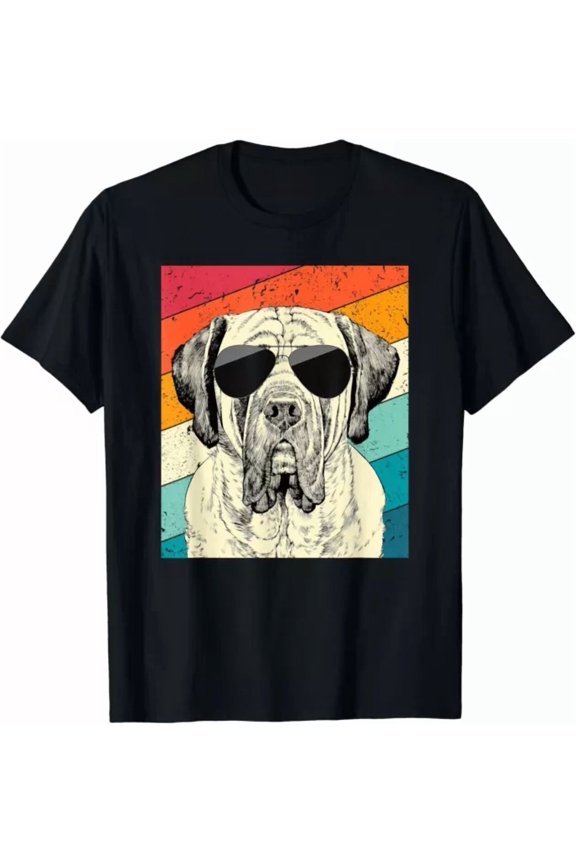 Retro Vintage English Mastiff With Sunglasses Dog Lovers T-Shirt, Unisex T-Shirt