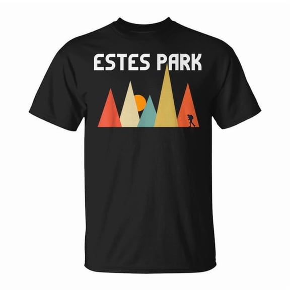 Retro Vintage Estes Park Colorado Graphic T-Shirt Unisex Adult Cotton Comfortable Travel Lover Casual Tee, Size L, Color Black