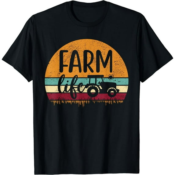 Retro Vintage Farm Life Farming Tractor Family Farmer Gift T-Shirt Black 2X-Large