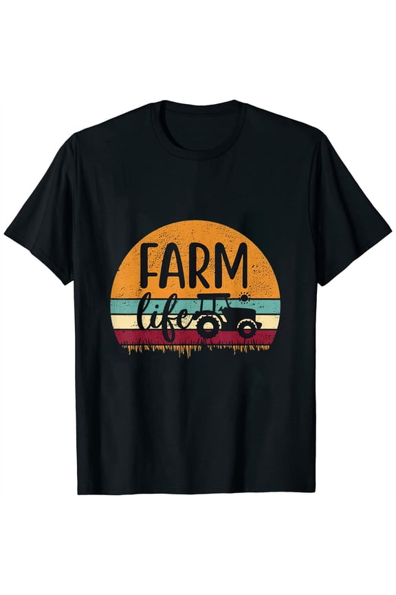 Retro Vintage Farm Life Farming Tractor Family Farmer Gift Womens T-Shirt Black X-Large