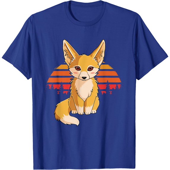 Retro Vintage Fennec Fox Cute Foxes Unisex T-Shirt for Men Women Kids,Royal Blue Color,Size M