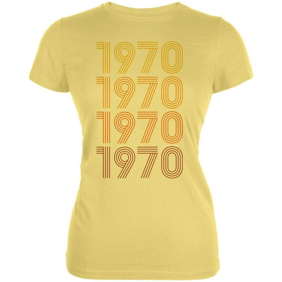 Retro Vintage Flashback Paralines Birthday 1970 Juniors Soft T Shirt Yellow LG