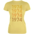thumbnail image 1 of Retro Vintage Flashback Paralines Birthday 1974 Juniors Soft T Shirt Yellow SM, 1 of 1