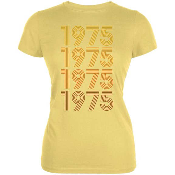 Retro Vintage Flashback Paralines Birthday 1975 Juniors Soft T Shirt Yellow LG