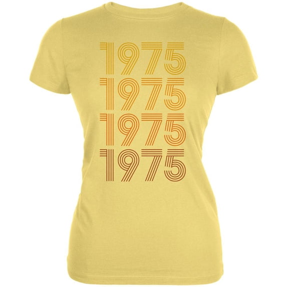 Retro Vintage Flashback Paralines Birthday 1975 Juniors Soft T Shirt Yellow SM