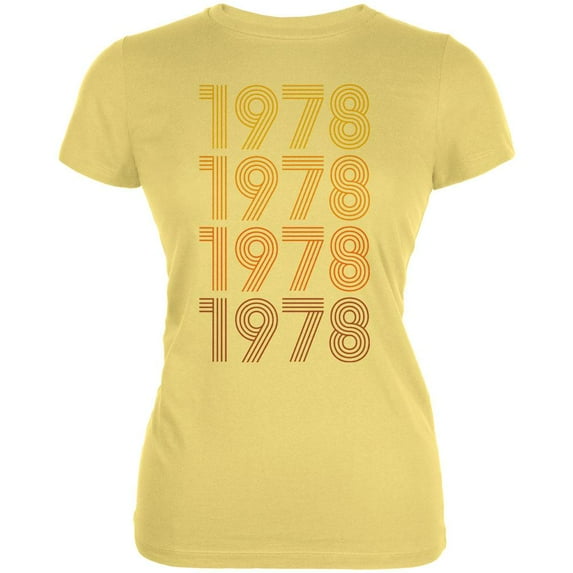 Retro Vintage Flashback Paralines Birthday 1978 Juniors Soft T Shirt Yellow LG