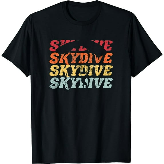Retro Vintage Freefall Skydive Men's Black T-Shirt Short Sleeve Tee