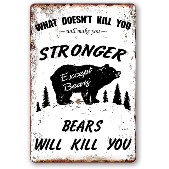 Retro Vintage Funny 12x8 inch Bear Metal Aluminum Sign Garage Kitchen Decor Bar Pub Club Cafe Home Restaurant Wall Decor Art Sign Post Gifts for Man