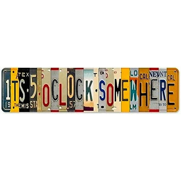 Retro Vintage Funny 4x16 inch Indoor Five O Clock Somewhere Metal Garage Kitchen Decor Bar Pub Club Cafe Home Restaurant Wall Decor Art Sign Post Gifts for Man