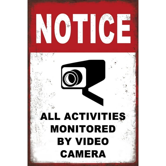 Retro Vintage Funny Metal Tin Sign 6"x8" Warning Attention Monitoring Bar Pub Club Cafe Home Restaurant Kitchen Outdoor Indoor Christmas Wall Decor Art Post Gifts for Man Women t-q00-012