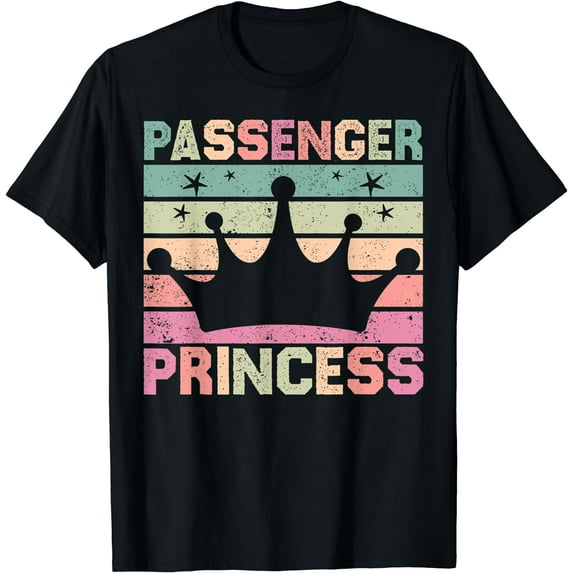 Retro Vintage Funny Passenger Princess T-Shirt Black Small