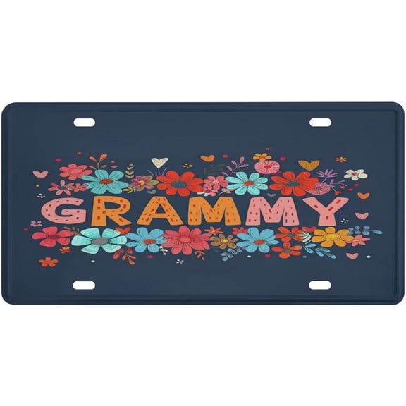 Retro Vintage Grammy Best Grammy Ever Floral License Plates Aluminum Noverlty License Plate Grandma Gifts Vanity Tag Aluminum Metal Novelty License Plate Decorative Front Plate 6x12 Inch