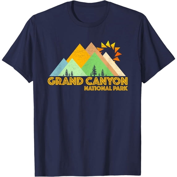Retro Vintage Grand Canyon National Park Mountains Unisex T-Shirt for Men Women Kids Toddler,Navy Color,Size YS