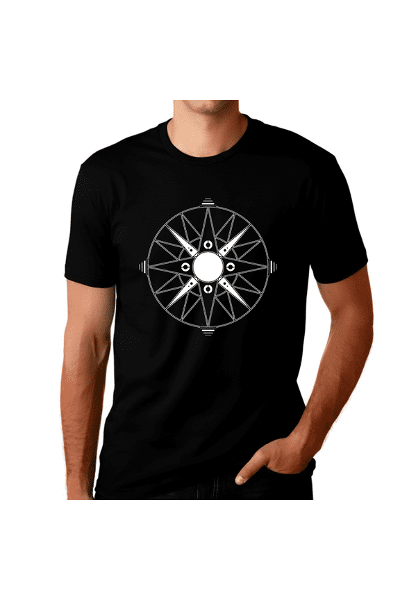 Retro Vintage Graphic Tees for MEN and TEENS - Geometric Compass Novelty Graphic Shirts Cool Designs