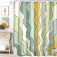 thumbnail image 1 of Retro Vintage Groovy Fabric Shower Curtain Aesthetic Orange Yellow Terracotta Hippie Trippy Mid-Century Abstract Art Bathroom Shower Curtain Set with Hooks Heavy Duty, 72x72, 1 of 6