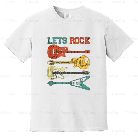 Retro Vintage Guitar Player, Lets Rock, Musician, Guitarist, Band, Fun Comfort Color T-Shirt Unisex, up to 4XL