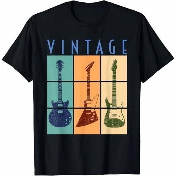 Retro Vintage Guitars Cool Classic Guitars Art Design Tee T-Shirt