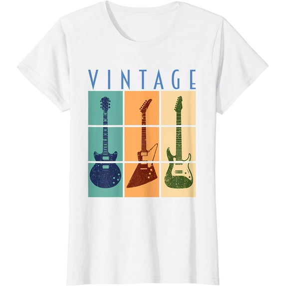 Retro Vintage Guitars Cool Classic Guitars Art Design Tee T-Shirt