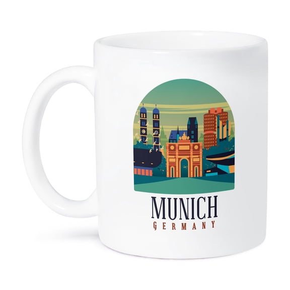 Retro Vintage Illustration With Munich Germany For Tourist , 11oz Mug