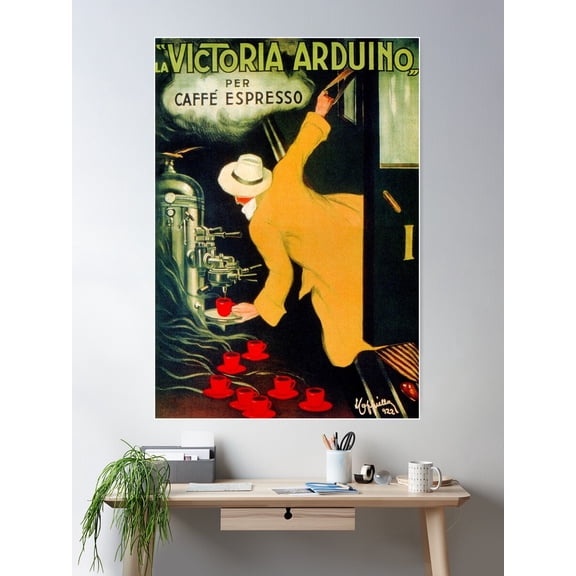 Retro Vintage Italian Coffee Machine Advertising Poster Wall Art, Modern Wall Decor For Living Room Bedroom, 24x36 UNFRAMED