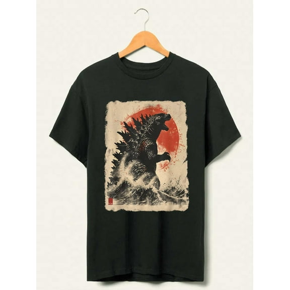 Retro Vintage Japanese Godzilla Great Wave T-Shirt
