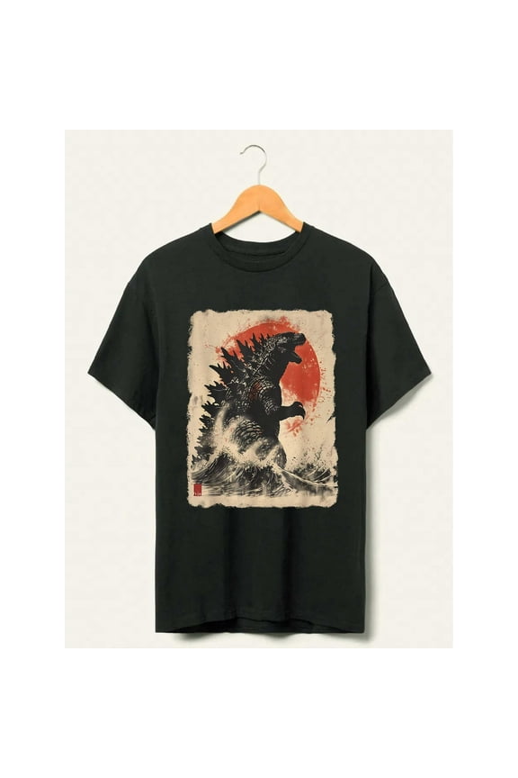 Retro Vintage Japanese Godzilla Great Wave T-Shirt