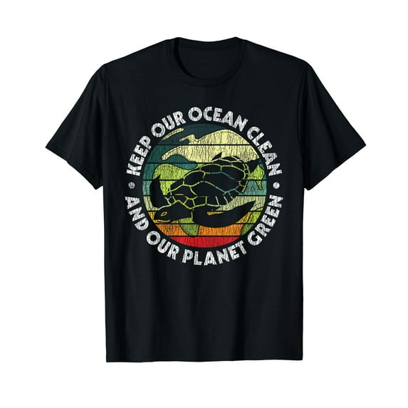 Retro Vintage Keep Our Ocean Clean Save Sea Animal Turtles T-Shirt