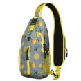 thumbnail image 1 of Retro Vintage Lemon Print Sling Backpack, Bright Yellow Fruit Design Crossbody Daypack with Cute Floral Patterns, Lightweight and Adjustable Strap, 1 of 6
