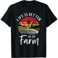 thumbnail image 1 of Retro Vintage Life Is Better On The Farm Funny Farm Girls T-Shirt Black Medium, 1 of 4