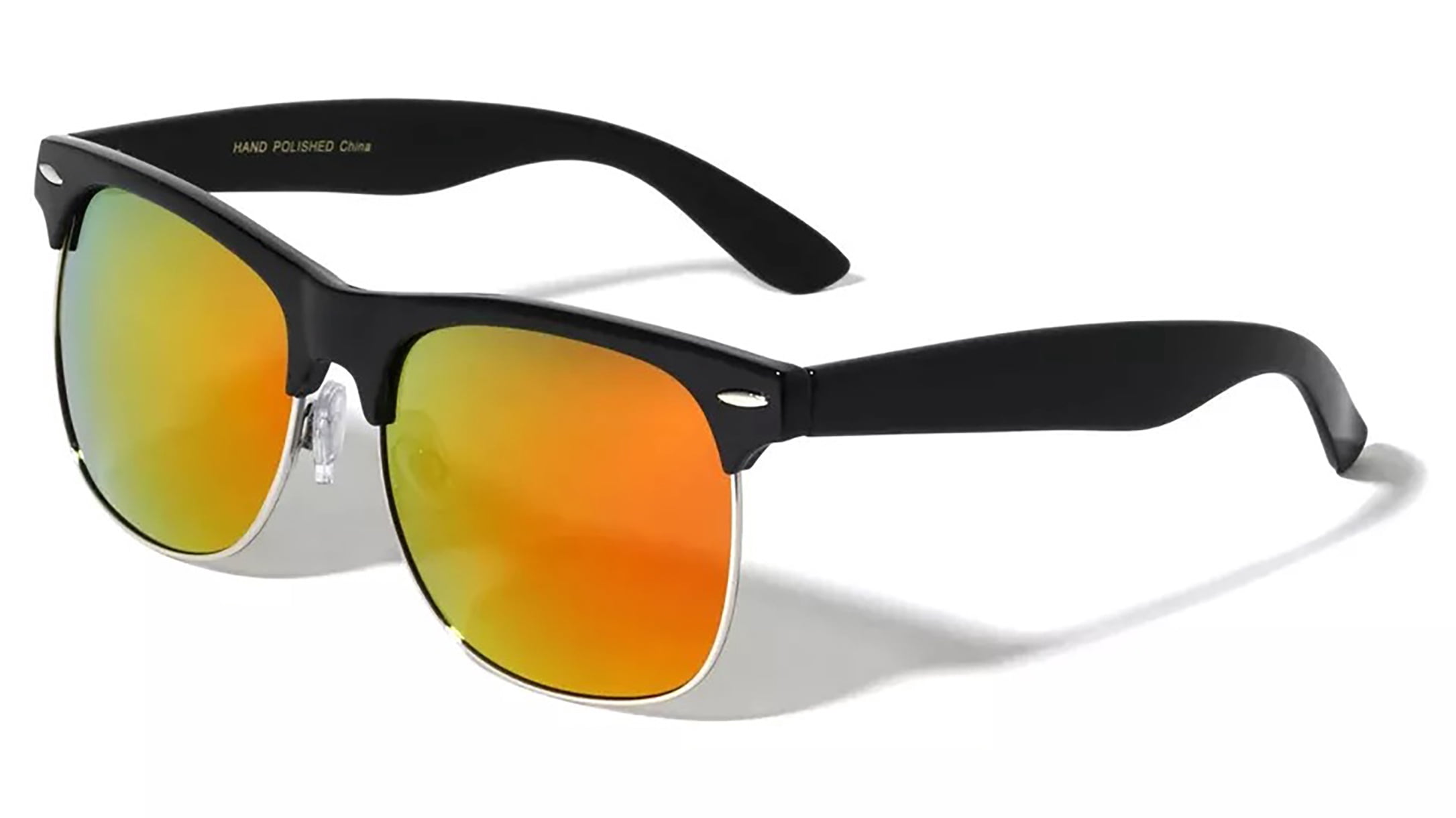 Retro Vintage Mirror Lens Polarized Sunglasses Mens Half 