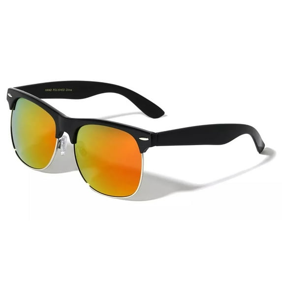 Retro Vintage Mirror Lens Polarized Sunglasses Mens Half Metal Frame Sunglasses