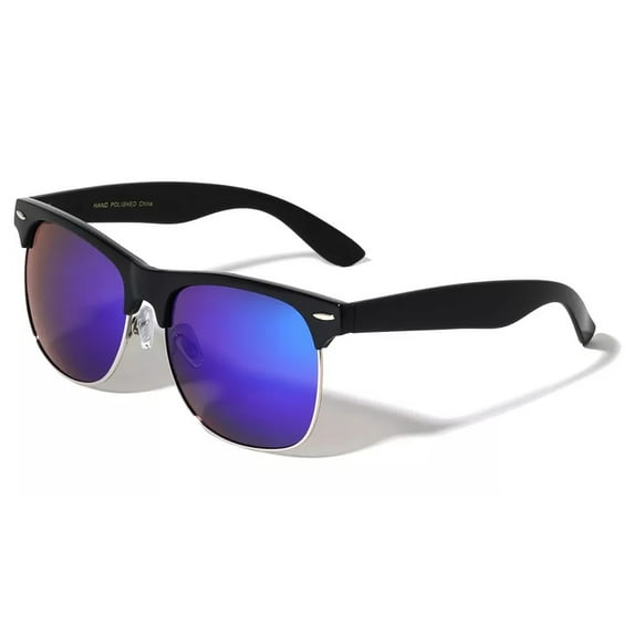 Retro Vintage Mirror Lens Polarized Sunglasses Mens Half Metal Frame Sunglasses