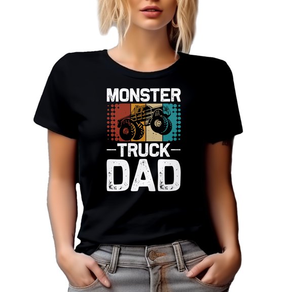 Retro Vintage Monster Truck - Car Lover or Enthusiast Dad Themed, Black T-Shirt, XL