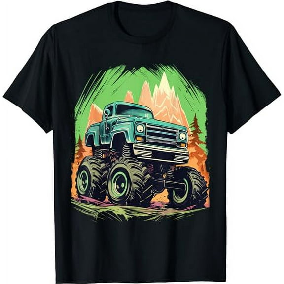 Retro Vintage Monster Truck Retro Sunset Monster Truck Boys T-Shirt