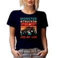 thumbnail image 1 of Retro Vintage Monster Trucks Are My Jam, Car Lover or Enthusiast Themed, Navy Blue T-Shirt, Small, 1 of 5